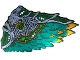 Part No: 80056pls01b  Name: Plastic Part for Set 80056 - Dragon Wing Right with Silver and Dark Green Head, Chains, and Armor, Dark Turquoise and Orange Feathers Pattern