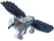 Part No: buckbeakc04  Name: Hippogriff with Flat Silver Wings, with Beak, Dark Bluish Gray and Silver Feathers, and Bright Light Orange Eyes Pattern (HP Buckbeak) - Plate 2 x 2 Light Bluish Gray