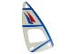 Part No: multipls06  Name: Plastic Part for Sets 1791, 1958-1, 6351, 6534, and 6595 - White Sail with Trans-Clear Window, Blue and Red Curved Triangles, Stripes, and Spine Pattern