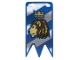 Part No: multipls09b  Name: Plastic Part for Sets  8781 and 8801 - Vertical Flag with Lion and Crown on Diagonal Blue and White Stripes Pattern