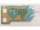 Part No: multipls16b  Name: Plastic Part for Sets 70673, 70674, 70675, 70676, 70677, 70678 and 70684 - Tan Tattered Flag with Trans-Light Blue Border, White Ice, Light Aqua Ninjago Logogram Letter S and 'THE FORBIDDEN ART' Pattern