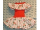 Lot ID: 400342648  Part No: x32pb02  Name: Scala, Clothes Female Dress with Green/Pink Flower Pattern and Red Neck Ribbon