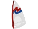 Part No: x66px8  Name: Plastic Triangle 6 x 12 Sail with Red and Blue Wavy Stripes on White Background Pattern