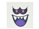 Part No: 10202pb036  Name: Tile 6 x 6 with Bottom Tubes with Black Eyes with Dark Pink Pupils, Open Mouth Smile with Sharp Teeth and Dark Purple Tongue Pattern (Super Mario King Boo Face)
