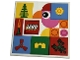 Part No: 10202pb038  Name: Tile 6 x 6 with Bottom Tubes with LEGO Logo, Bird with Eye and Orange Beak, Tree, Flower, Carrot, Propeller, Arch and Plant Leaves Pattern (Sticker) - Set 40574