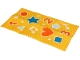 Part No: 103669pb04  Name: Duplo, Cloth Play Rug 5 x 9 cm with Blue Star and Square, White Music Notes and Dots, Light Aqua Triangle and Prisma, Coral Circle, Heart and Numbers 1, 2, 3 on Yellow Background Pattern