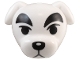 Part No: 107180pb01  Name: Minifigure, Head, Modified Dog (Terrier) with Thick Black Eyebrows, Eyes and Nose, and Dark Bluish Gray Mouth Pattern