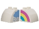 Part No: 11170pb16L  Name: Duplo, Brick 2 x 2 x 1 1/2 Slope Curved with Dark Pink, Bright Light Yellow, and Medium Azure Rainbow and Bright Light Blue Rain Cloud Pattern on Opposite Sides Model Left Side