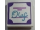 Part No: 11203pb052  Name: Tile, Modified 2 x 2 Inverted with 'Olaf' and Dark Purple Border Pattern (Sticker) - Set 41169