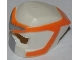 Part No: 11265pb01  Name: Minifigure, Headgear Helmet Space with Open Visor Small and Orange and Silver Markings Pattern