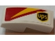 Part No: 11477pb047L  Name: Slope, Curved 2 x 1 x 2/3 with ups Logo and Red and Yellow Pattern Model Left Side (Sticker) - Set 75908