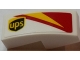 Part No: 11477pb047R  Name: Slope, Curved 2 x 1 x 2/3 with ups Logo and Red and Yellow Pattern Model Right Side (Sticker) - Set 75908