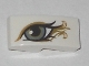Part No: 11477pb051L  Name: Slope, Curved 2 x 1 x 2/3 with Metallic Light Blue Eye with Gold Highlights Pattern Model Left Side