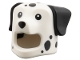 Part No: 115084pb01  Name: Minifigure, Headgear Head Cover, Costume Dog with Molded Black Ears, Printed Black Spots, Eyes, and Nose Pattern