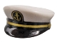 Part No: 12895pb05  Name: Minifigure, Headgear Cap, Captain with Sailor Black Visor, Gold Braid and Anchor Pattern