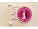 Part No: 13459pb004  Name: Road Sign Round on Pole with Flat Top Attachment with Bride and Groom and Silver Heart on Magenta Background Pattern (Sticker) - Set 41058