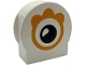 Part No: 14222pb035  Name: Duplo, Brick 1 x 2 x 2 Round Top, Cut Away Sides with Black Eye, Bright Light Orange Patch Pattern