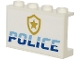 Part No: 14718pb028  Name: Panel 1 x 4 x 2 with Side Supports - Hollow Studs with Medium Blue and Blue 'POLICE' and Gold Star Badge Logo Pattern (Sticker) - Sets 60245 / 60246