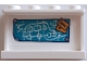 Part No: 14718pb055  Name: Panel 1 x 4 x 2 with Side Supports - Hollow Studs with White Bus Drawing on Dark Turquoise Poster and 'David' on Sticky Notes Pattern (Sticker) - Set 41395