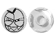 Part No: 14769pb0005  Name: Tile, Round 2 x 2 with Bottom Stud Holder with Black Large Squinting Eyes and Wide Grin with Sharp Teeth (Nixel Face) Pattern
