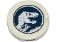 Part No: 14769pb0074 Name: Tile, Round 2 x 2 with Bottom Stud Holder with Jurassic World Logo Pattern (Sticker) - Set 75919 Part No: 14769pb0074 Name: Tile, Round 2 x 2 with Bottom Stud Holder with Jurassic World Logo Pattern (Sticker) - Set 75919