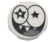 Part No: 14769pb0091  Name: Tile, Round 2 x 2 with Bottom Stud Holder with Black Star Eyes and Smile with Sharp Teeth (Nixel Face) Pattern