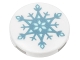 Part No: 14769pb0182 Name: Tile, Round 2 x 2 with Bottom Stud Holder with Metallic Light Blue Snowflake Pattern Part No: 14769pb0182 Name: Tile, Round 2 x 2 with Bottom Stud Holder with Metallic Light Blue Snowflake Pattern