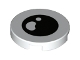 Part No: 14769pb0297  Name: Tile, Round 2 x 2 with Bottom Stud Holder with Black Eye with White Kidney Shaped Pupil and Small White Circle Pattern