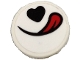 Part No: 14769pb0575  Name: Tile, Round 2 x 2 with Bottom Stud Holder with Black Mouth, Heart Shaped Nose and Red Tongue Pattern (Sticker) - Set 80011