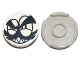 Lot ID: 343345901  Part No: 14769pb079  Name: Tile, Round 2 x 2 with Bottom Stud Holder with Black Squinting Eyes, Moustache, Eyebrows and Grin with Sharp Teeth (Nixel Face) Pattern