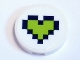 Part No: 14769pb229  Name: Tile, Round 2 x 2 with Bottom Stud Holder with Lime Pixelated Heart with Dark Blue Border Pattern (Sticker) - Set 41346