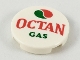 Part No: 14769pb243  Name: Tile, Round 2 x 2 with Bottom Stud Holder with Octan Logo and 'OCTAN GAS' Pattern