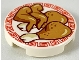 Part No: 14769pb253  Name: Tile, Round 2 x 2 with Bottom Stud Holder with Medium Nougat Chicken Wings and Legs on Plate with Red Border Pattern
