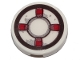 Part No: 14769pb287  Name: Tile, Round 2 x 2 with Bottom Stud Holder with Dark Red and White Life Preserver, Gray Stains Pattern (Sticker) - Set 70419