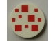 Part No: 14769pb295  Name: Tile, Round 2 x 2 with Bottom Stud Holder with Red Squares Pattern (Minecraft Cake Frosting)