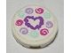 Part No: 14769pb378  Name: Tile, Round 2 x 2 with Bottom Stud Holder with Medium Lavender Heart and Dark Pink, Light Aqua and Lavender Swirls Pattern (Sticker) - Set 41336