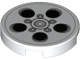 Part No: 14769pb512  Name: Tile, Round 2 x 2 with Bottom Stud Holder with Alloy Wheel with Black and Silver Circles Pattern