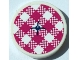 Part No: 14769pb533  Name: Tile, Round 2 x 2 with Bottom Stud Holder with Cushion with Dark Blue Button, Magenta and White Checkered Pattern (Sticker) - Set 41364