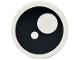 Lego part: Tile, Round 2 x 2 with Bottom Stud Holder with Black Eye with Pupil and Circle Pattern