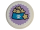 Part No: 14769pb765  Name: Tile, Round 2 x 2 with Bottom Stud Holder with Medium Azure Pet Bowl and Tan Stars on Medium Lavender Scalloped Circle Pattern (Sticker) - Set 41718