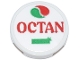 Part No: 14769pb768 Name: Tile, Round 2 x 2 with Bottom Stud Holder with Red and Green 'OCTAN' and Logo Pattern (Sticker) - Set 910040 Part No: 14769pb768 Name: Tile, Round 2 x 2 with Bottom Stud Holder with Red and Green 'OCTAN' and Logo Pattern (Sticker) - Set 910040