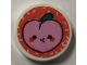 Part No: 14769pb823  Name: Tile, Round 2 x 2 with Bottom Stud Holder with Bright Pink Peach with Face on Coral Background Pattern (Sticker) - Set 41926