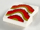 Part No: 15068pb225  Name: Slope, Curved 2 x 2 x 2/3 with Dark Red, Red, and Gold Fringe Pattern