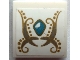Part No: 15068pb504  Name: Slope, Curved 2 x 2 x 2/3 with Gold Elves Scrollwork and Dots and Medium Azure Gem Pattern (Sticker) - Set 41195