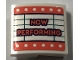 Part No: 15068pb632L  Name: Slope, Curved 2 x 2 x 2/3 with Theater Sign with Coral Border and 'NOW PERFORMING' Pattern Model Left Side (Sticker) - Set 41714