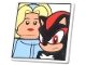 Part No: 15210pb179  Name: Road Sign 2 x 2 Square with Open O Clip with Maria Robotnik and Shadow the Hedgehog Minifigures Pattern