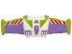 Part No: 1642pb02  Name: Minifigure Wings Mechanical Extended with Stud Holders with Red and White Danger Stripes, Medium Lavender and Lime Details Pattern
