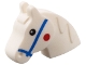 Part No: 1703pb01  Name: Minifigure, Utensil Horse Head with Neck and Mane with Blue Bridle, Black Eyes, Red Spot on Cheeks Pattern