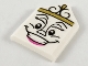 Part No: 22385pb201  Name: Tile, Modified 2 x 3 Pentagonal with Gold Crown, Female Face and Dark Pink Bottom Lip Pattern