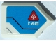 Part No: 22385pb249R  Name: Tile, Modified 2 x 3 Pentagonal with Dark Azure Panel, Red Triangle with Snowflake, Black and Light Bluish Gray Lines and Ninjago Logogram 'ICE' Pattern Model Right Side (Sticker) - Set 70673